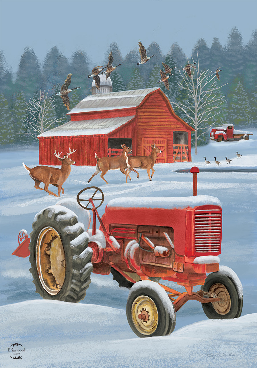 Briarwood Lane Winter on the Farm House Flag - Thumbnail 3