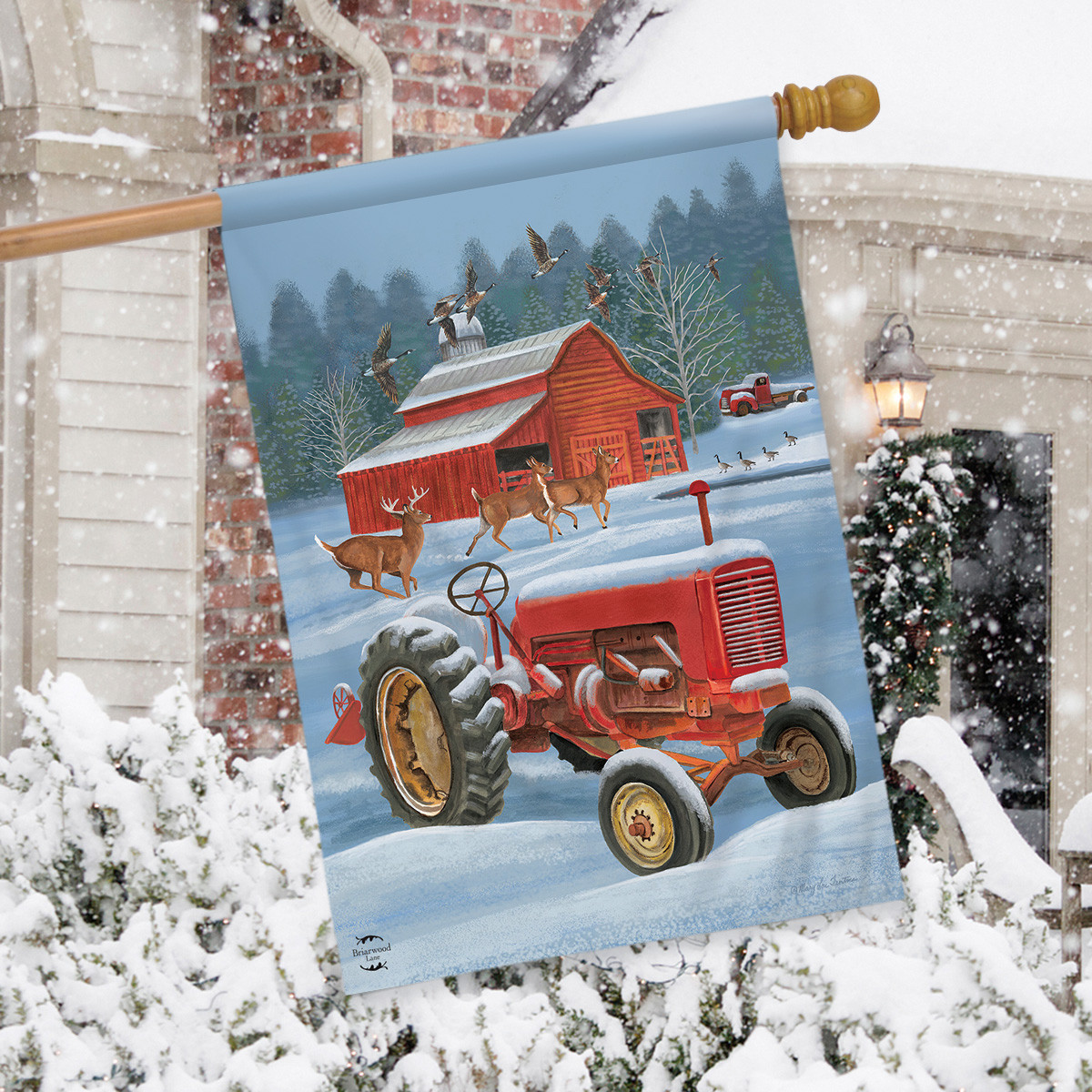 Briarwood Lane Winter on the Farm House Flag - Thumbnail 4