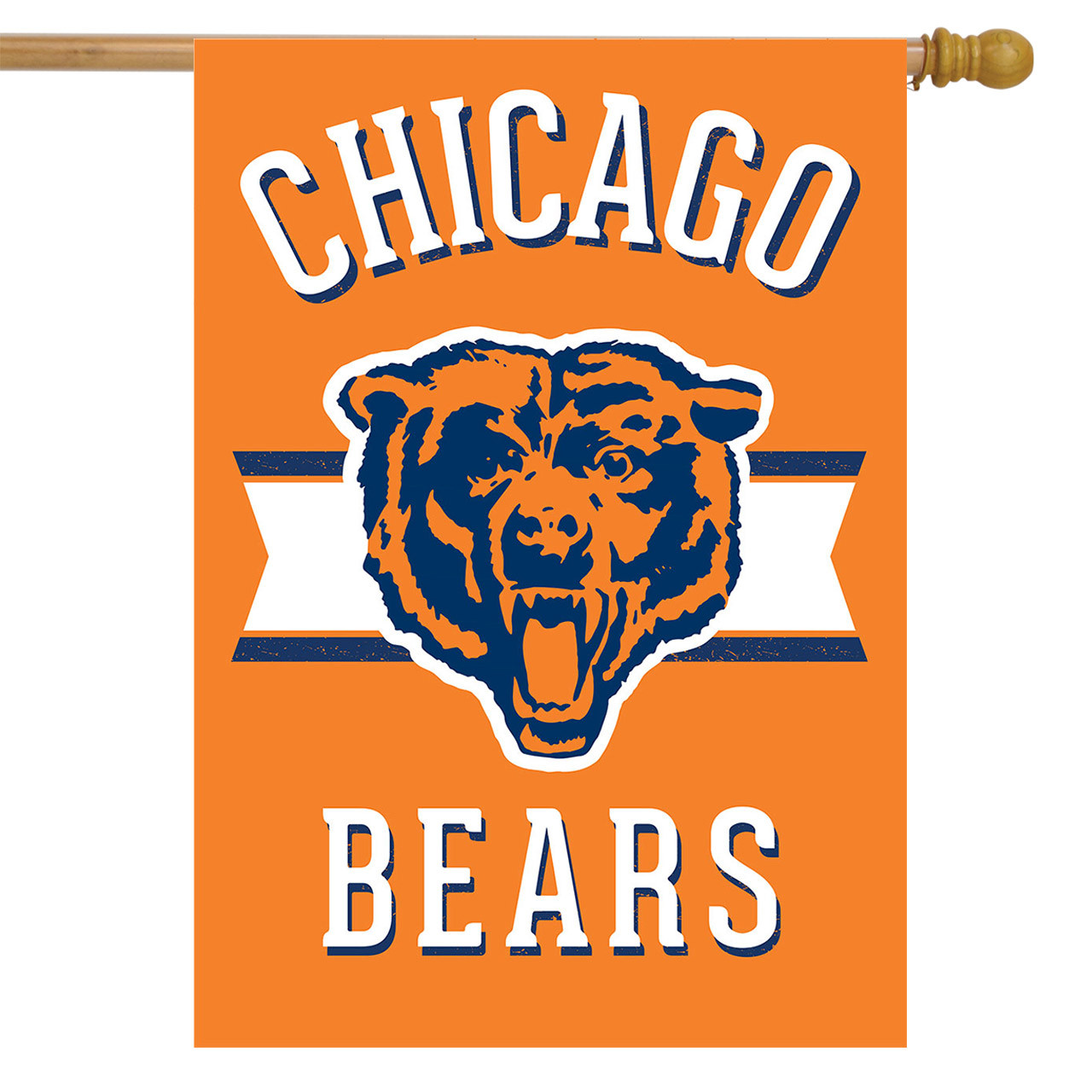 Chicago Bears 'C' Logo Garden Flag With Steel Stand Holder - 13x18 Inch Double Sided Team Yard Flag