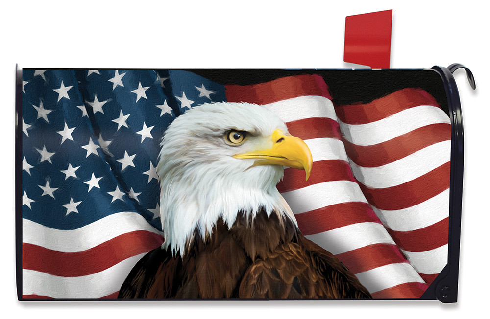 American Flag Waving Mailbox Cover
