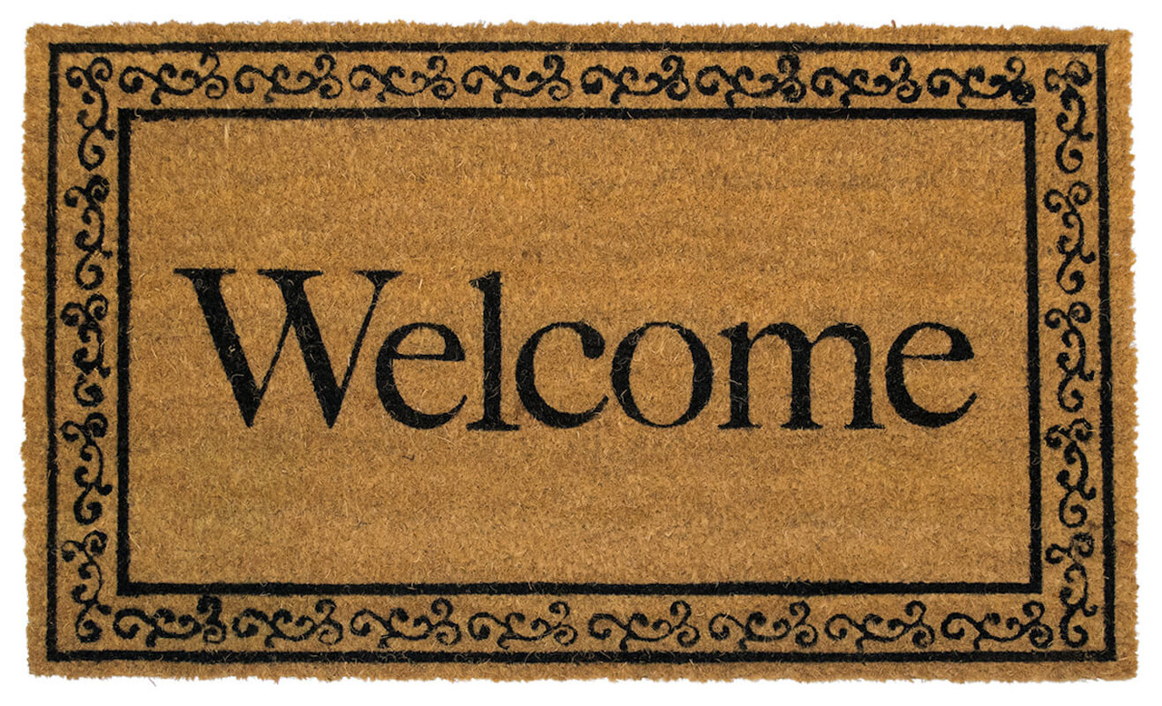 Welcome Coir Door Mat - Natural