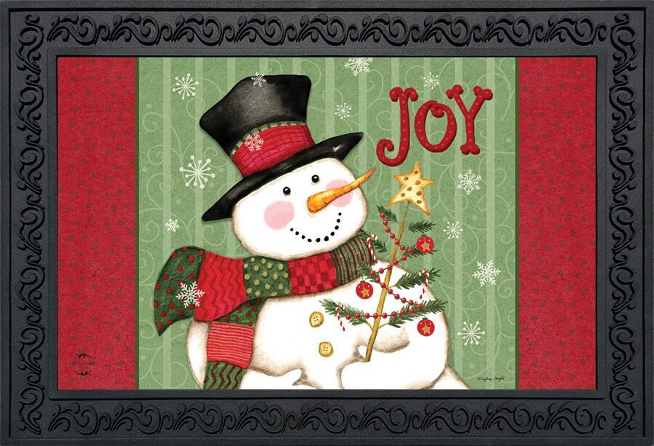 Christmas, Winter Joy Snowman Doormat 18 X 30, Outdoor/indoor, Heavy Duty  Recycled Rubber, Non-slip Backing, Winter 