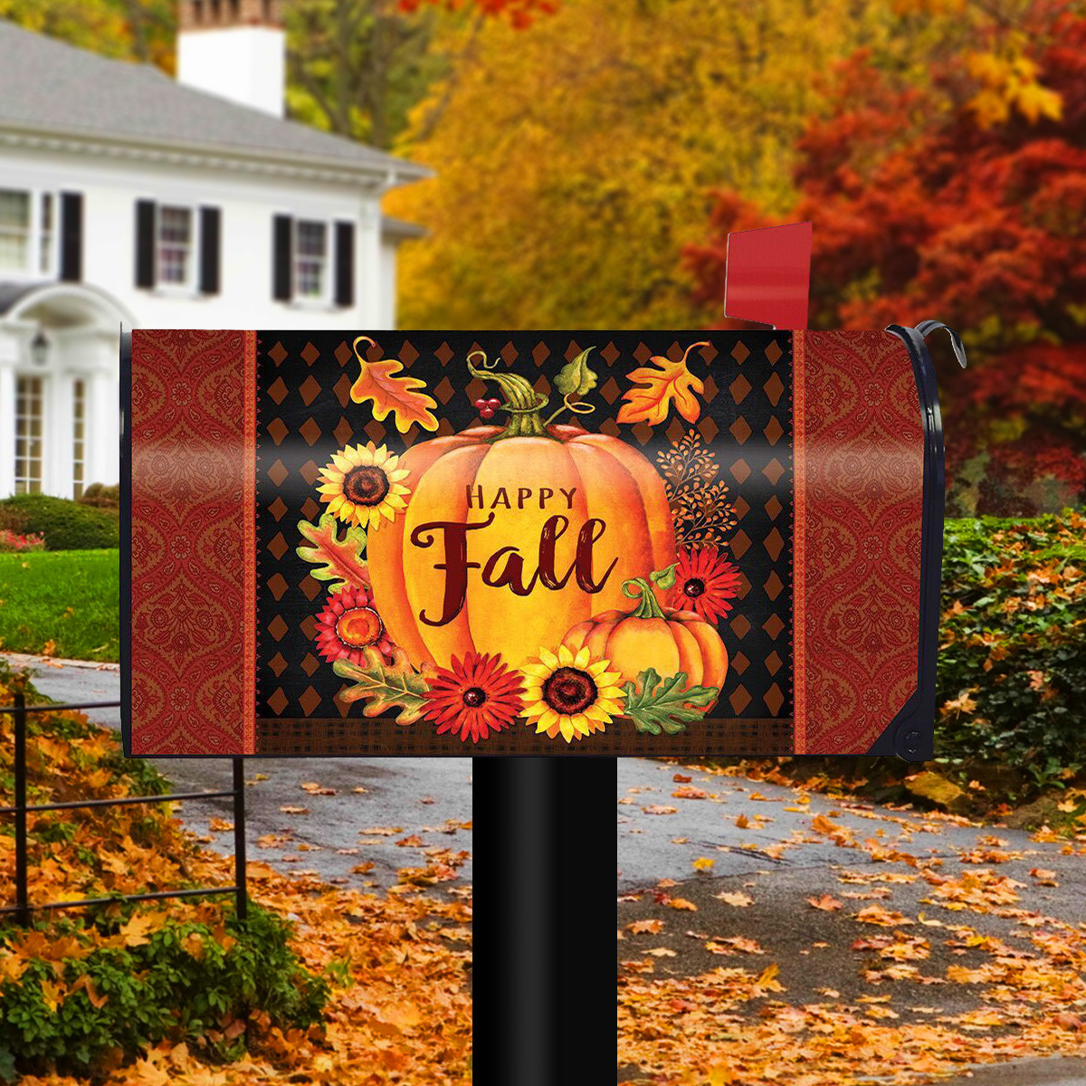 Happy Fall Pumpkin Magnetic Mailbox Cover