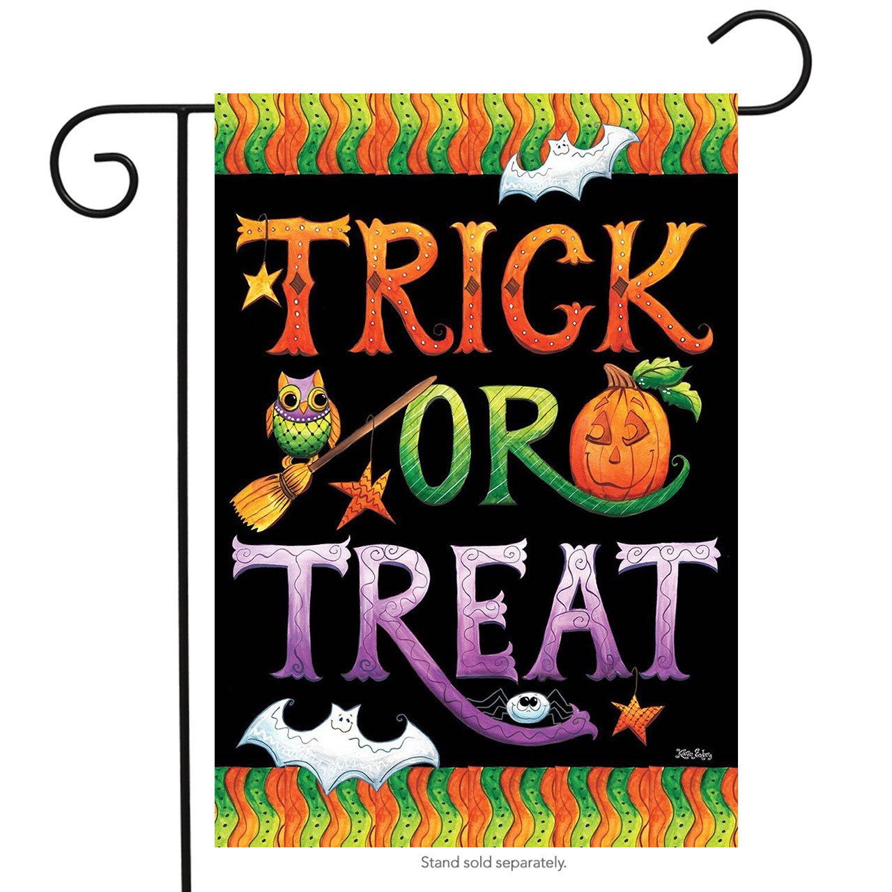 Trick Or Treat Pumpkin Burlap Halloween Garden Flag