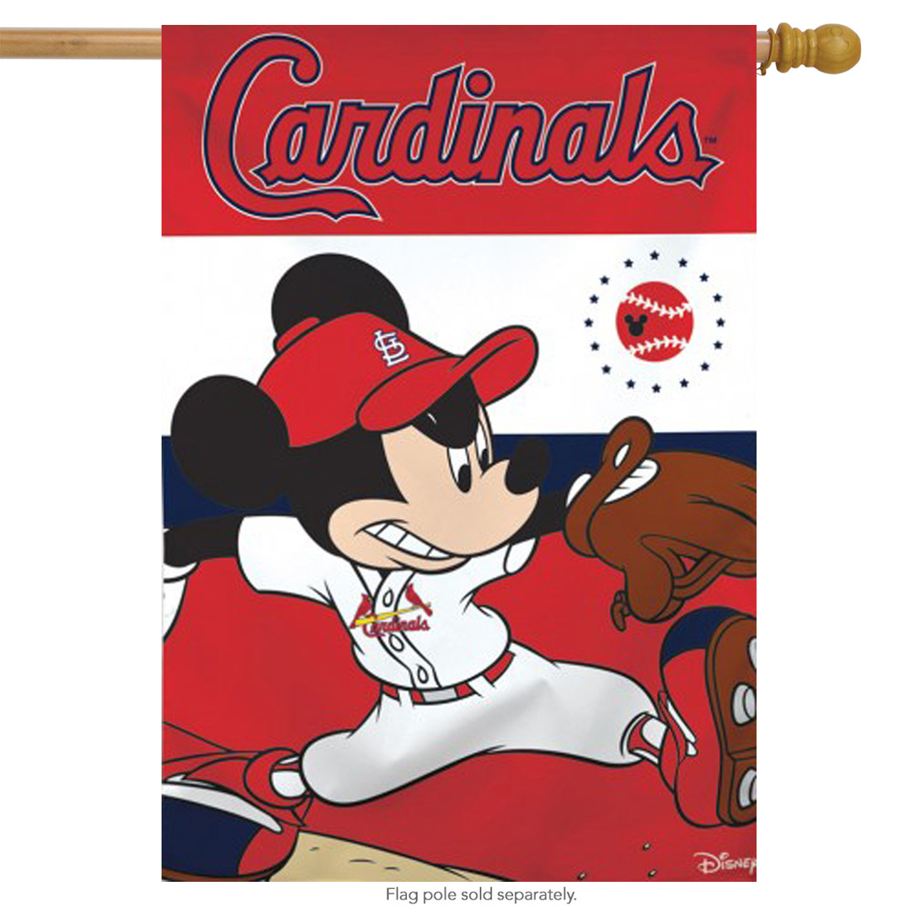 St Louis Cardinals Garden Flag 2 Sided Mickey Mouse