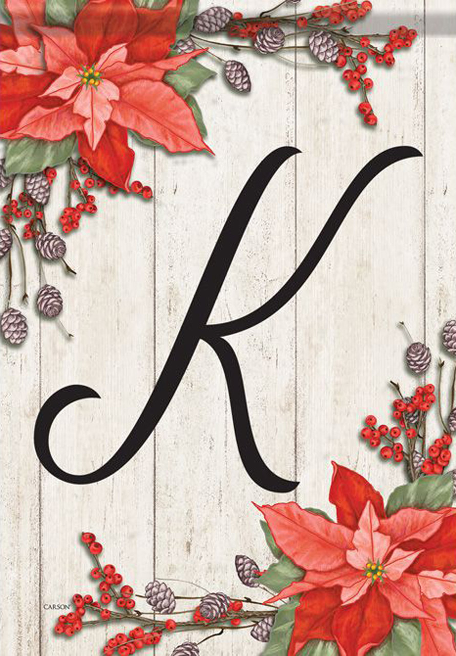 Carson Poinsettia Monogram Garden Flag - Thumbnail 2