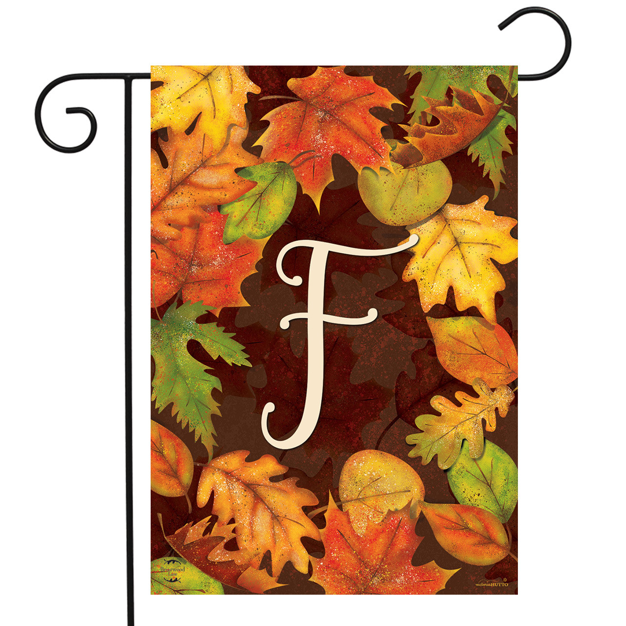 Winterkranz Monogramm Gartenflagge – Buchstabe F, 31,8x45,7 Cm, Wetterbeständig, Von Briarwood Lane