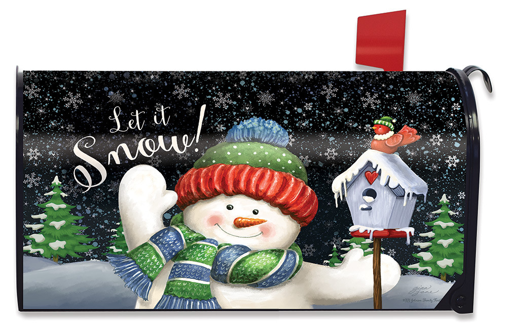 Snow Time Snowman Winter Mailbox Cover - Thumbnail 2