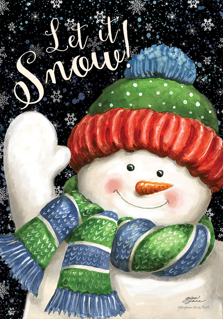 Briarwood Lane Snow Time Snowman House Flag