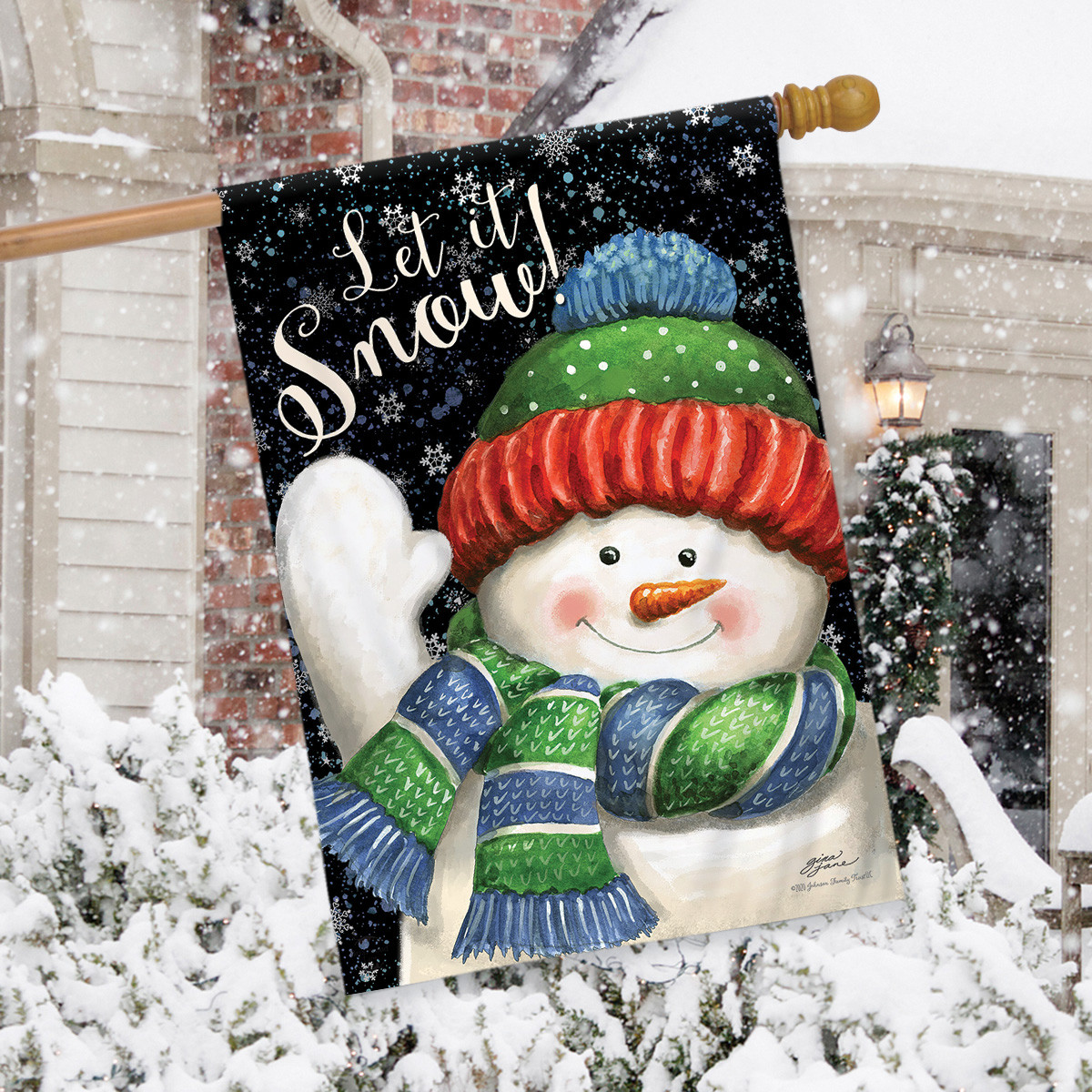 Briarwood Lane Snow Time Snowman House Flag - Thumbnail 3