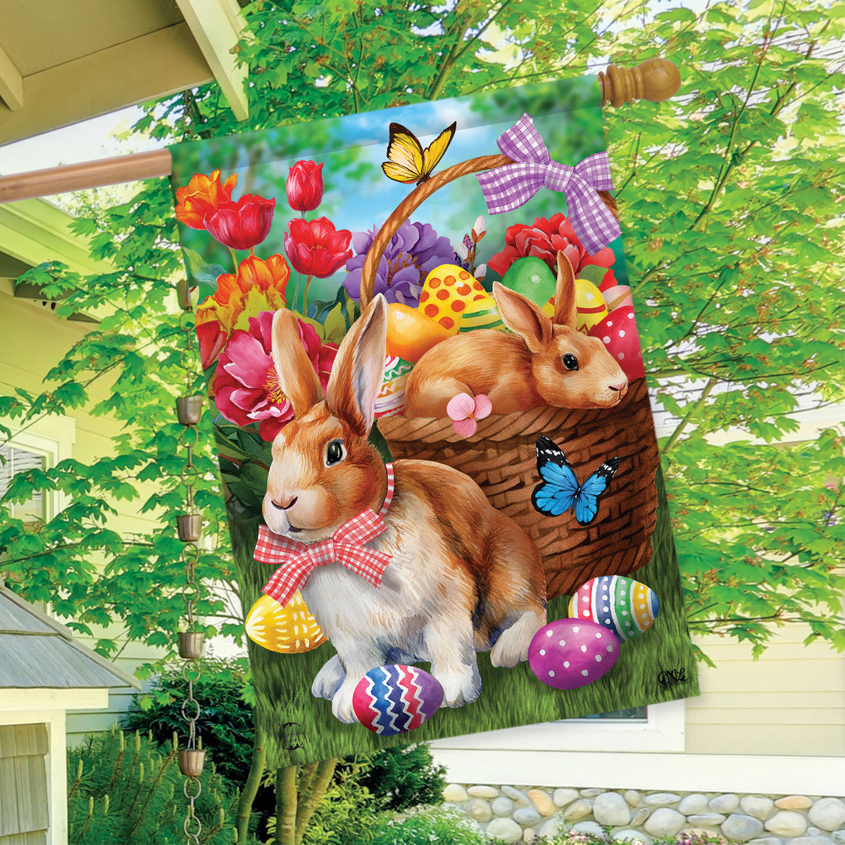 Briarwood Lane Bunnies And Basket House Flag - Thumbnail 3