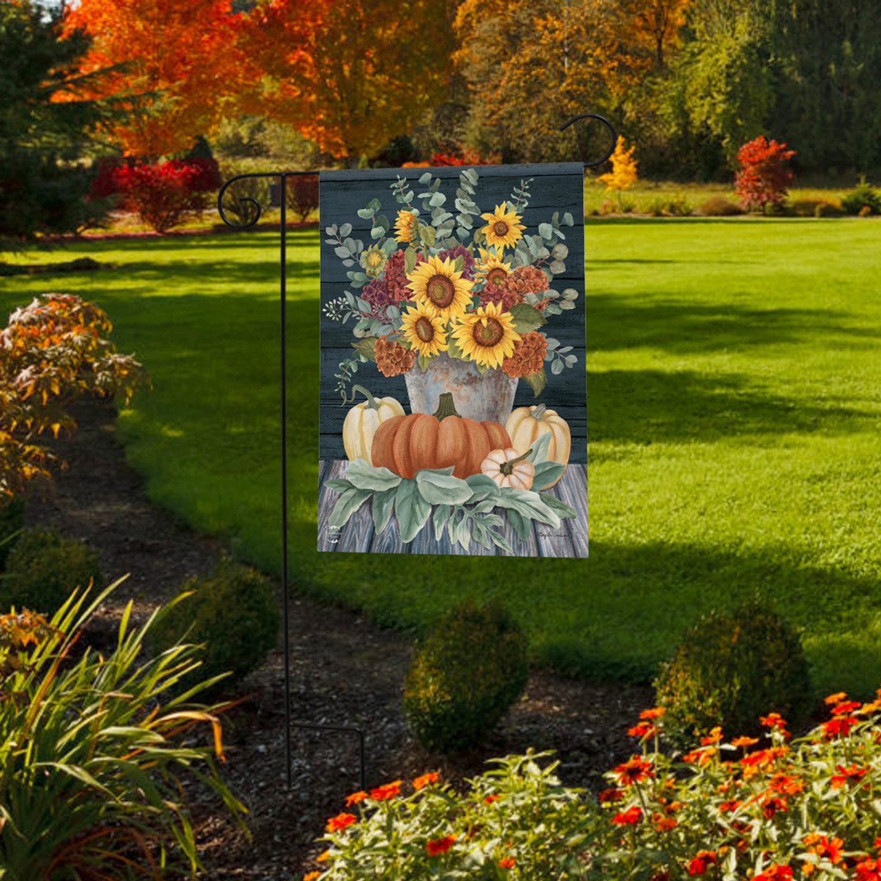 Sunflowers And Hydrangeas Fall Garden Flag - Briarwood Lane