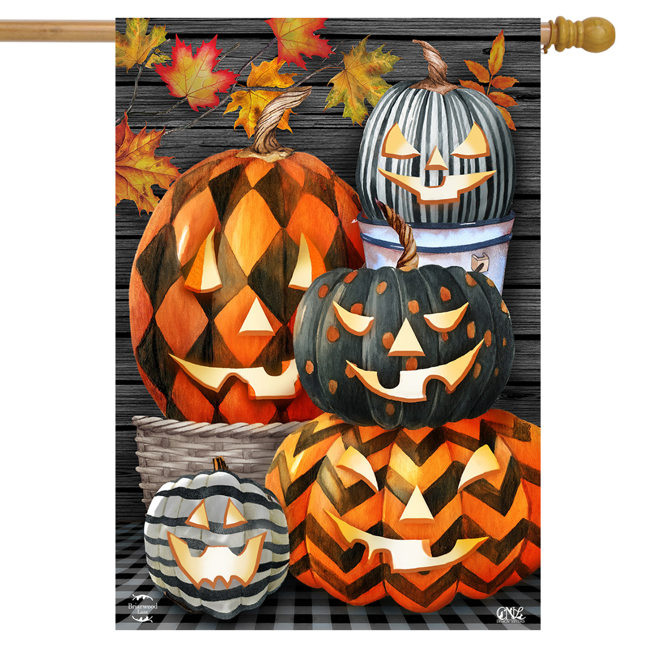 専用＊Halloween＆Autumn＊パンプキン　フェイクスワッグ Patterned Jack-O-Lanterns Halloween House Flag - Briarwood Lane