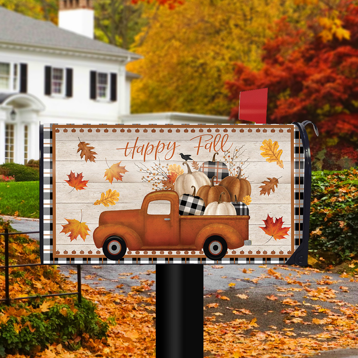 Happy Fall Pickup Primitive Large Oversized Mailbox Cover Briarwood Lane