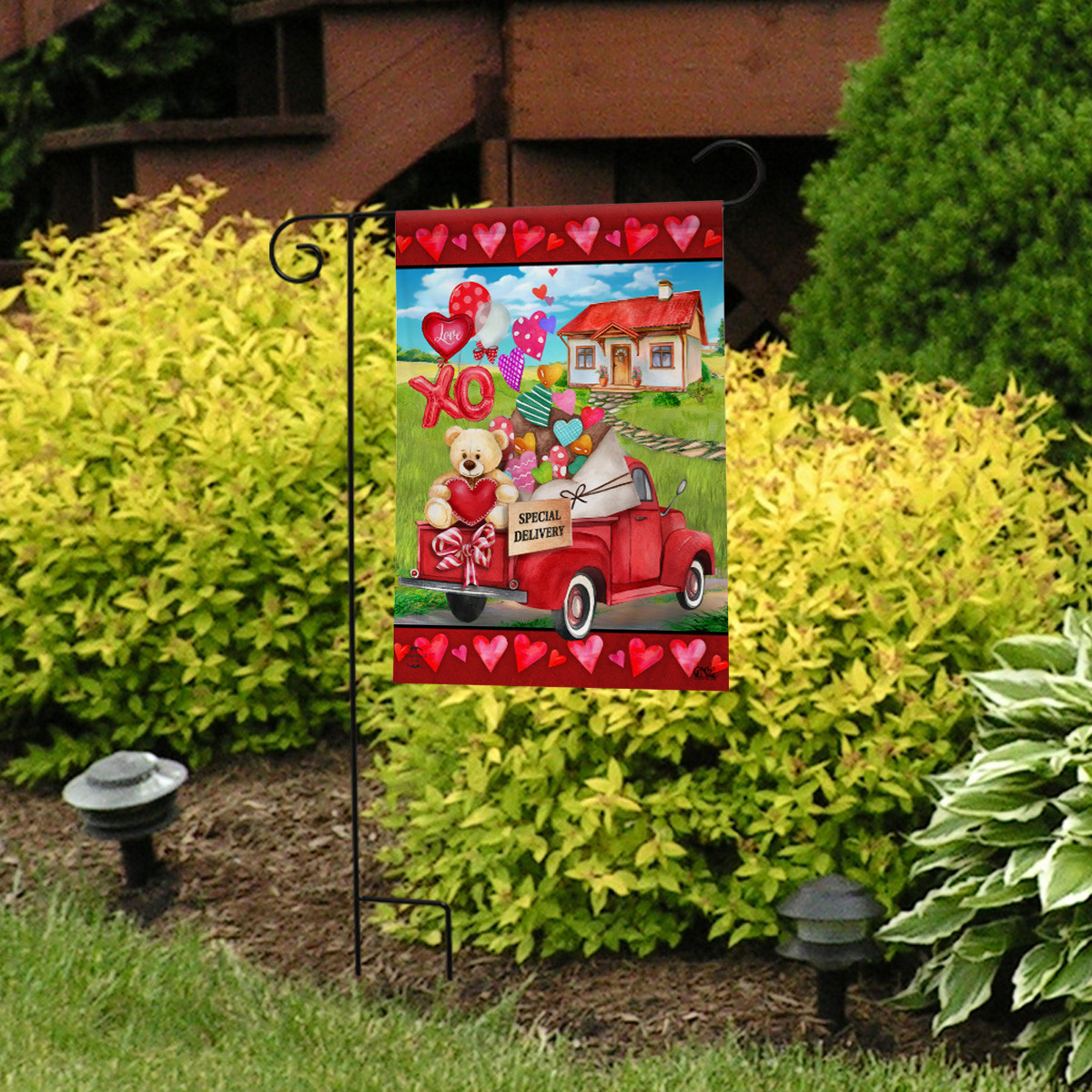 Happy Valentine's Floral Garden Flag Love Heart 12.5 x 18 Briarwood Lane
