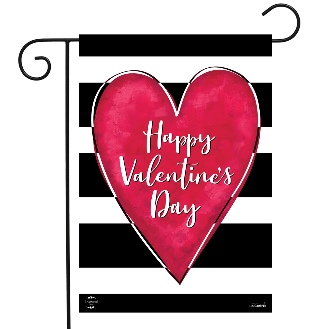 Striped Valentine's Heart Primitive Garden Flag - Briarwood Lane