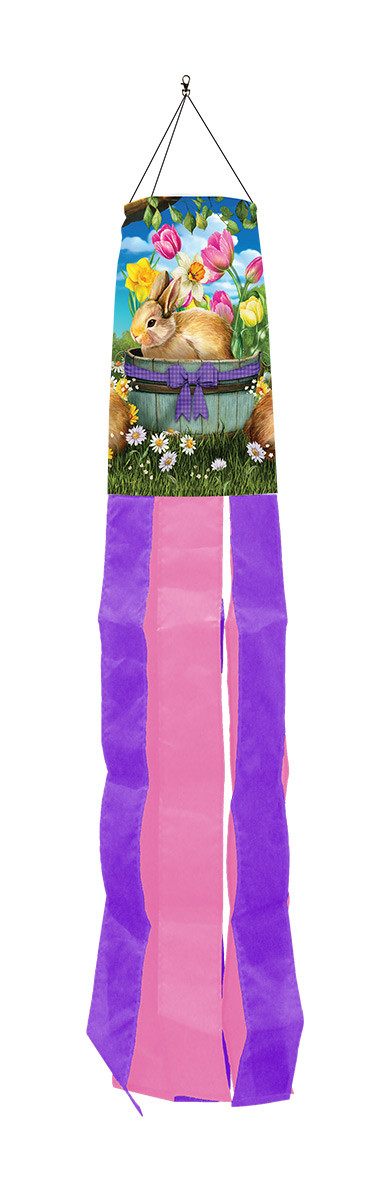 Cesta De Pascua Con Conejos Y Tulipanes: Windsock Spring Bunny Floral De Briarwood Lane (40 Pulgadas)
