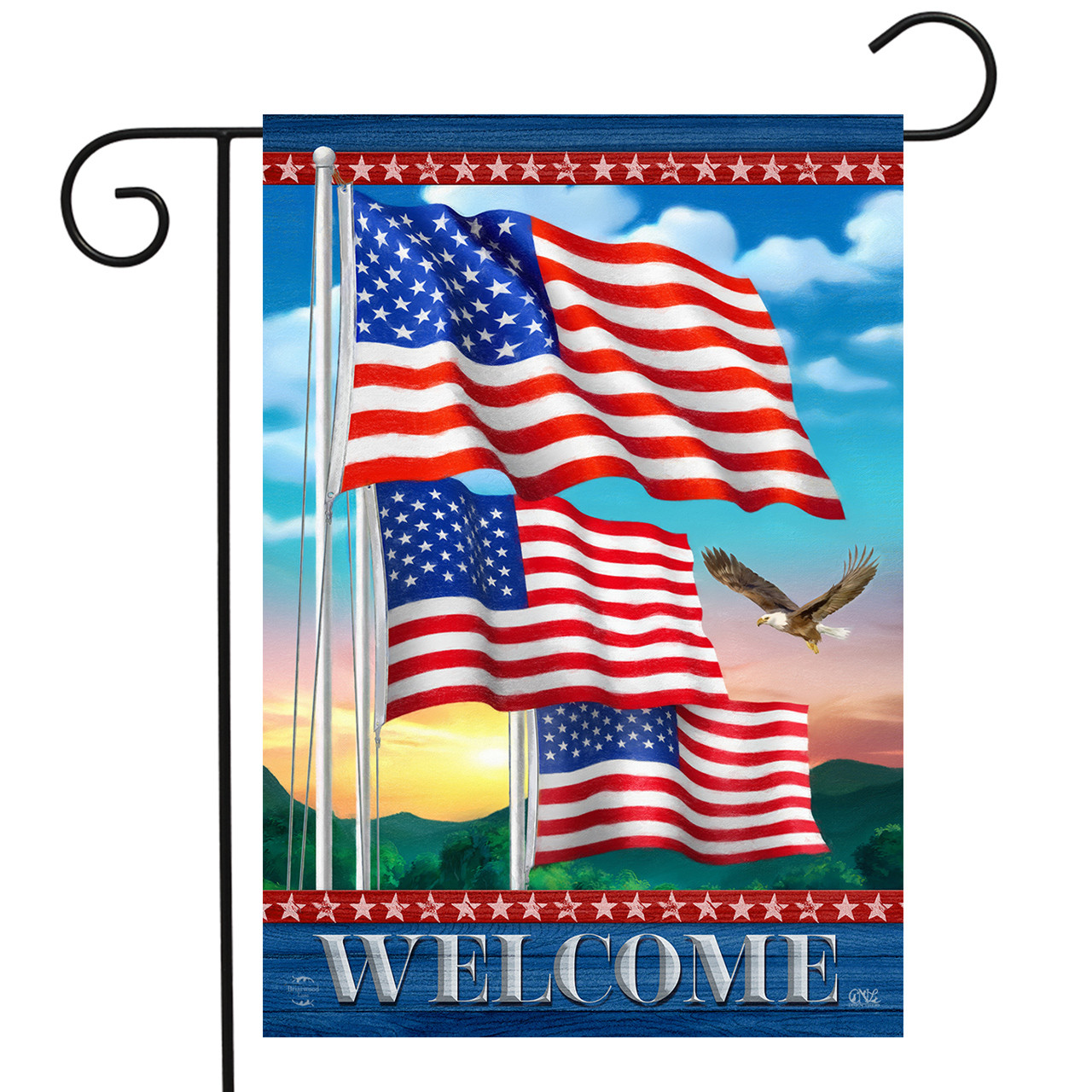 Waving American Flags Welcome Garden Flag - Thumbnail 2