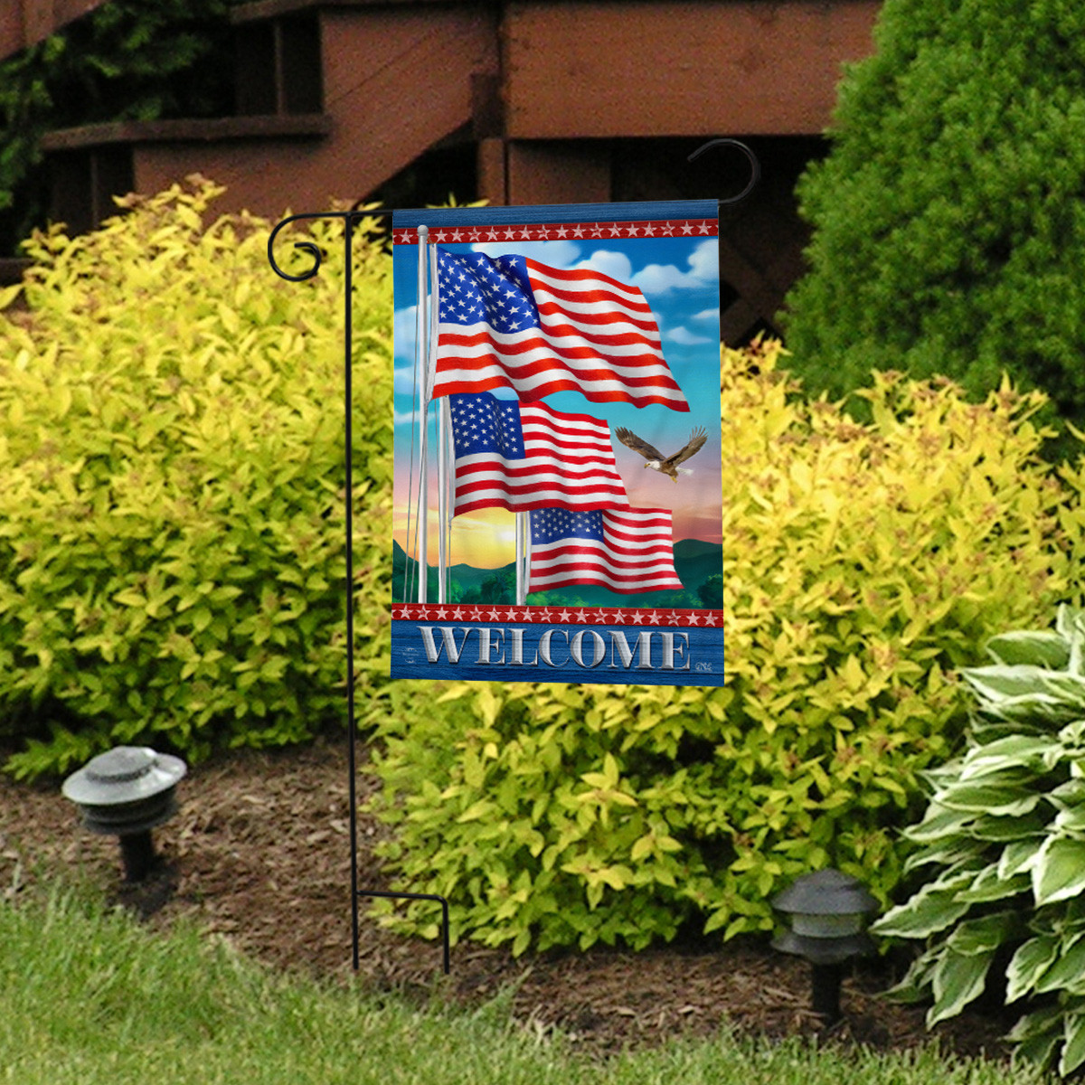 Waving American Flags Welcome Garden Flag - Thumbnail 3