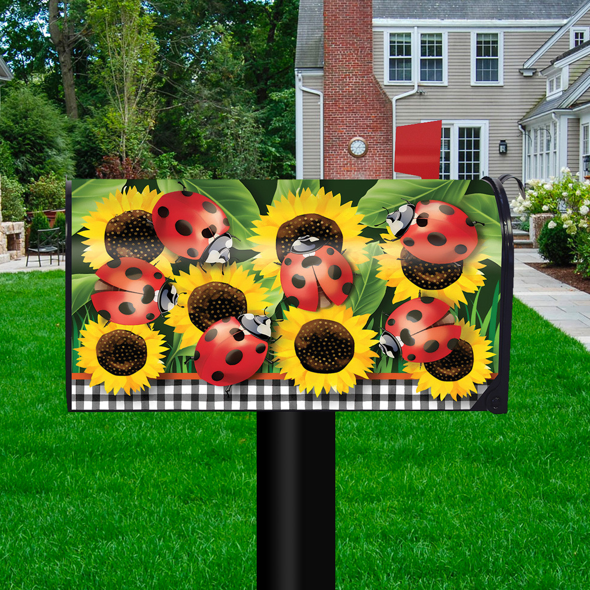 Ladybugs And Sunflower Summer Large Oversized Mailbox Cover Briarwood