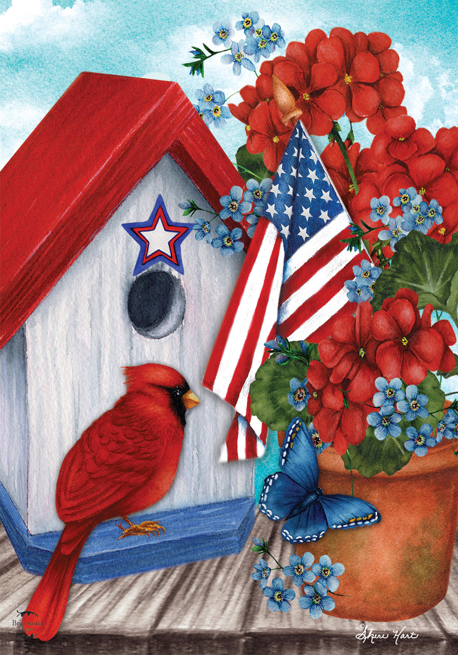 American Cardinal Garden Flag - Briarwood Lane