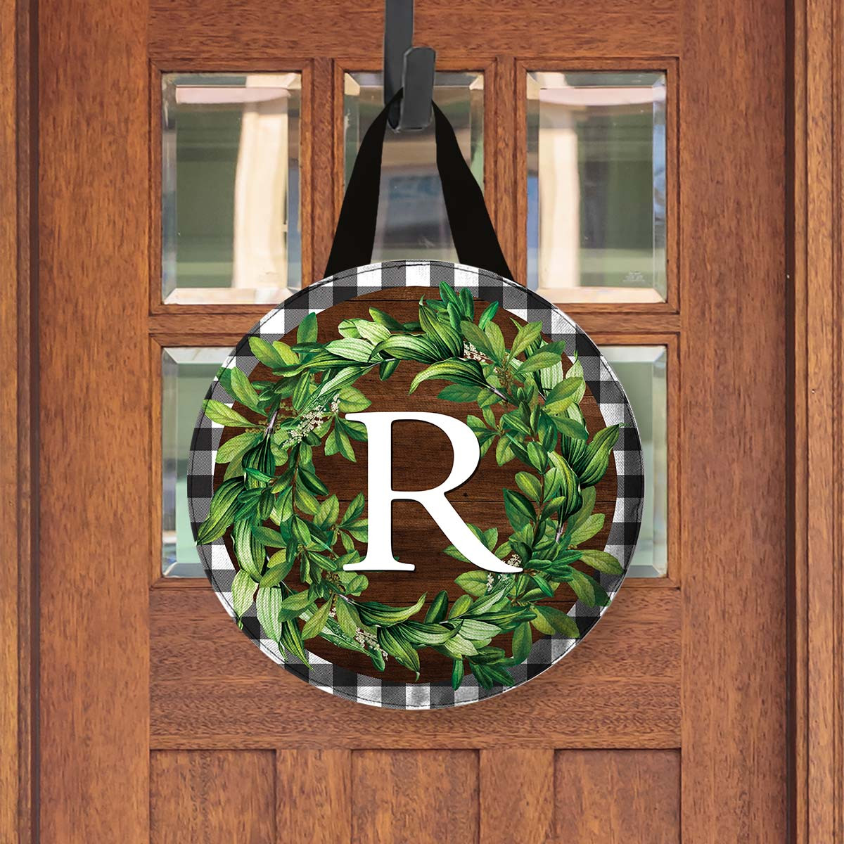 Wreath Monogram Letter R Door Hanger - Briarwood Lane