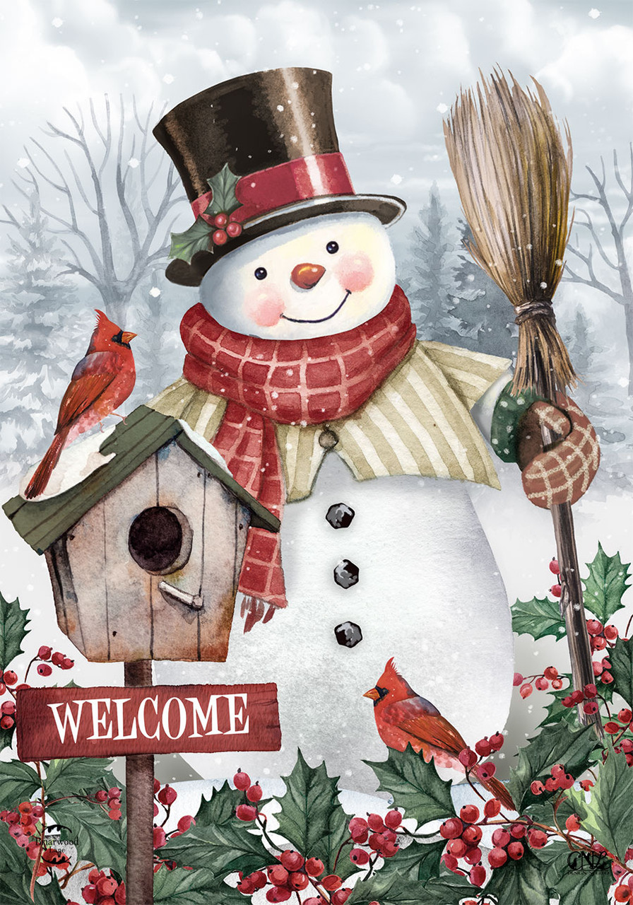 Briarwood Lane Winter-Gartenflagge "Jolly Snowman Welcome" | 45,7 X 31,8 Cm, Doppelseitig Bedruckt | Wetterfestes Polyester