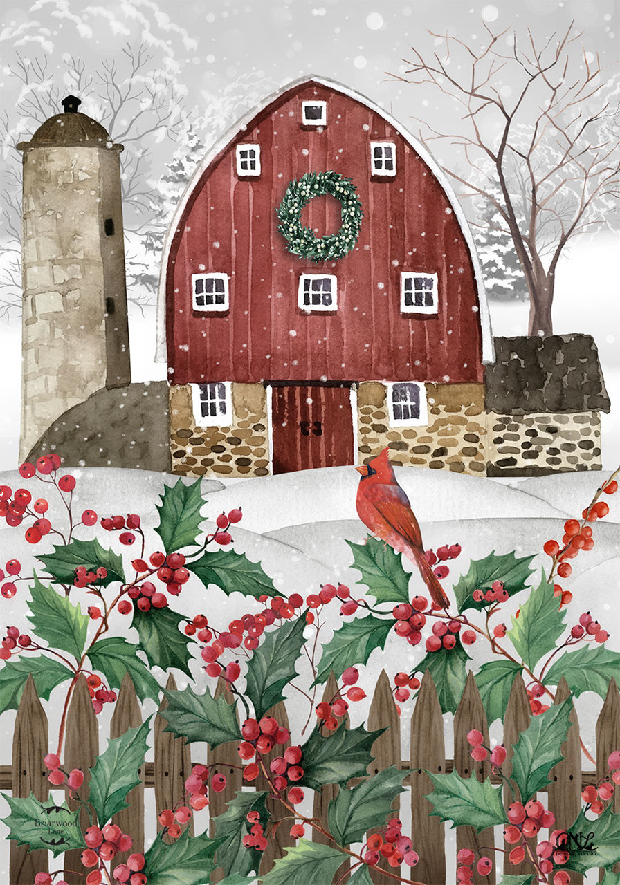 Briarwood Lane Barn in Snow House Flag - Thumbnail 5