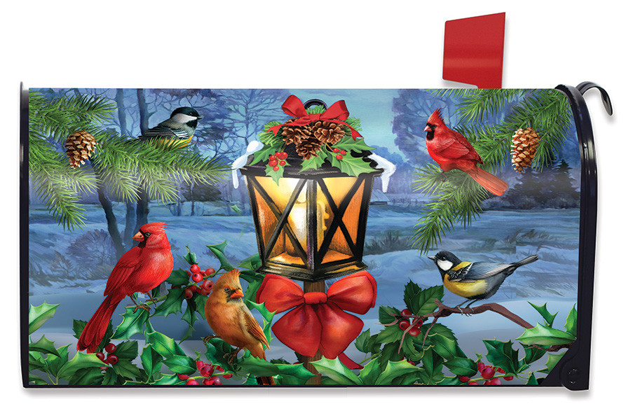Lantern Glow Gathering Winter Christmas Mailbox Cover - Thumbnail 2