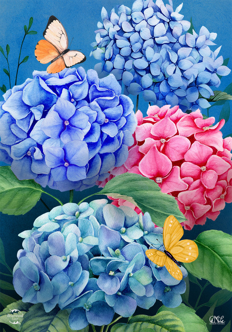Colorful Hydrangeas House Flag - Briarwood Lane