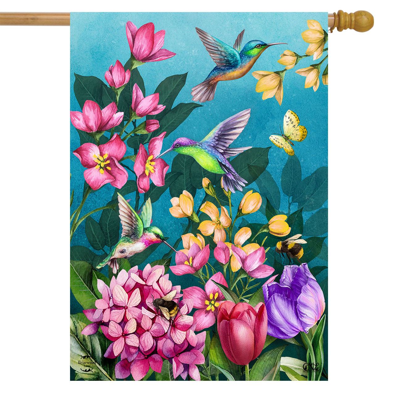 Springtime Hummingbirds House Flag - Briarwood Lane