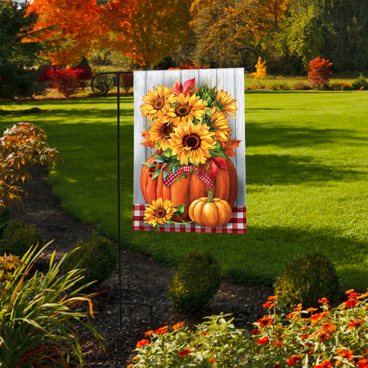 Sunflowers in Pumpkin Garden Flag - Briarwood Lane