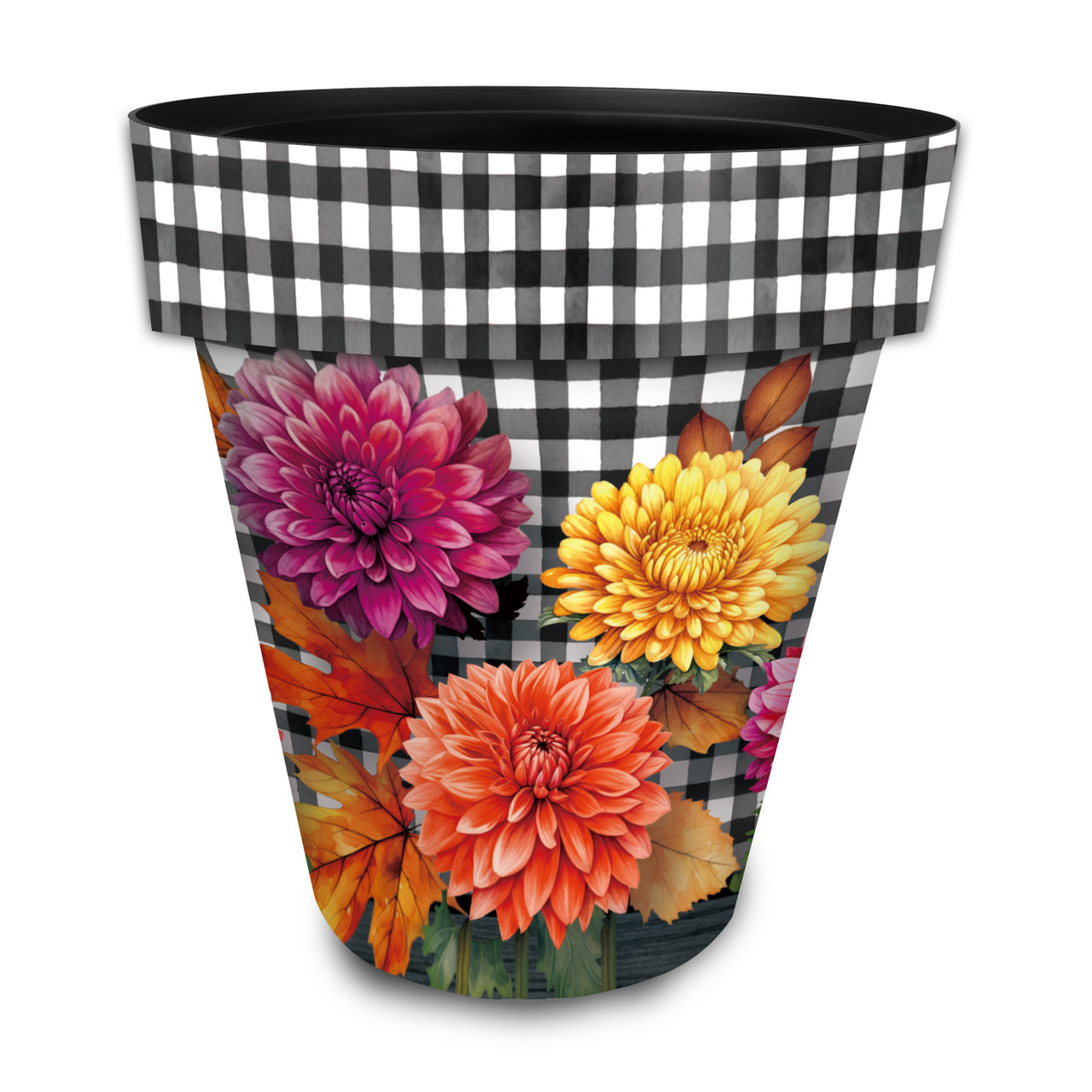 Checkered Mums Large Planter - Briarwood Lane