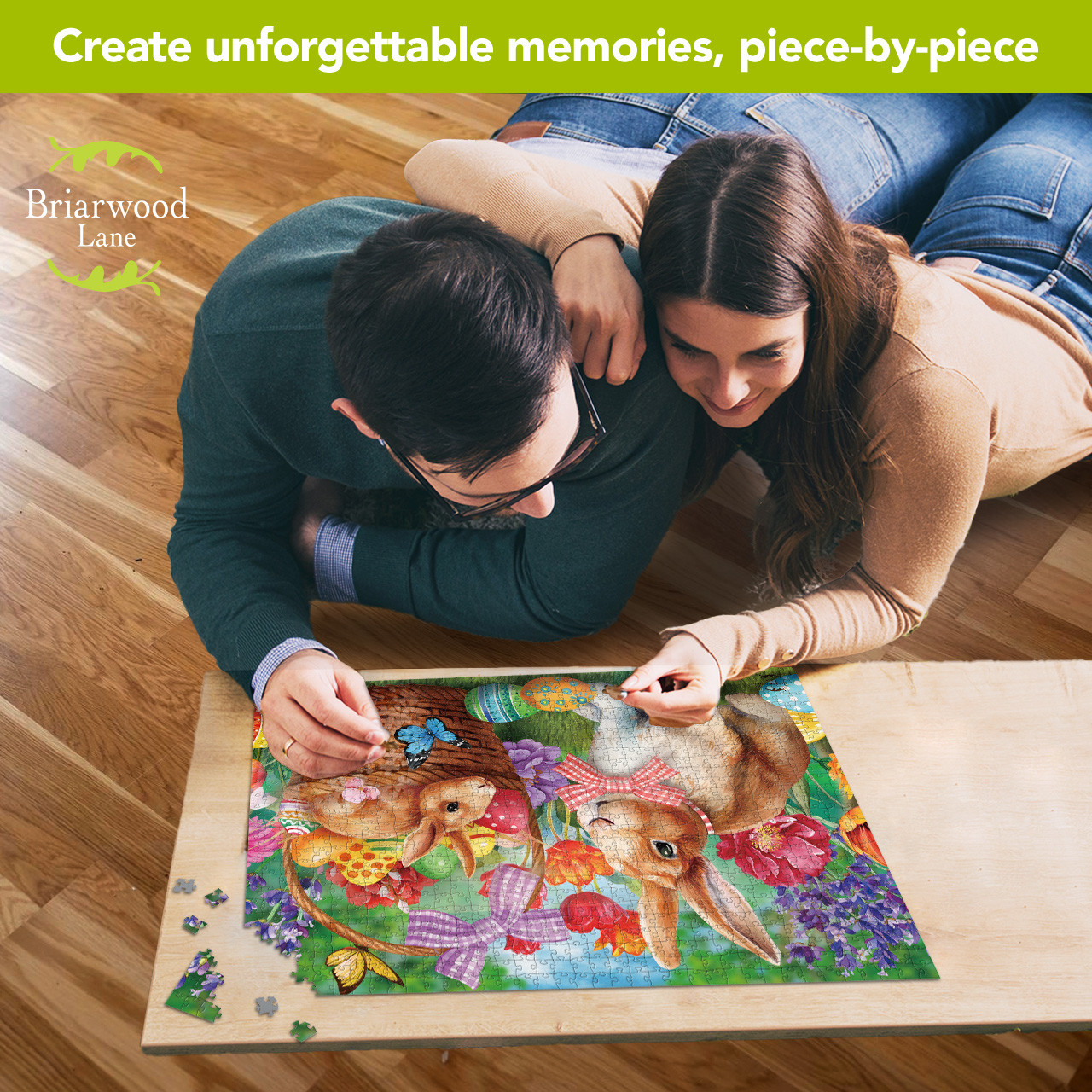 Bunnies and Basket Easter 1000 Piece Jigsaw Puzzle - Briarwood Lane