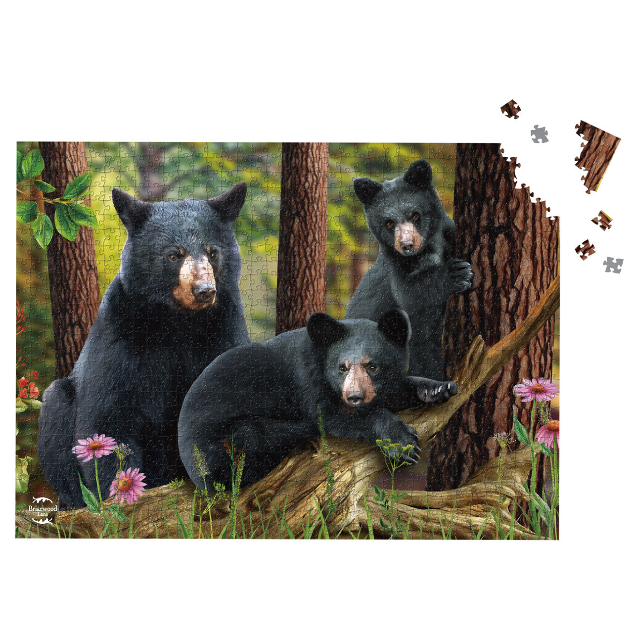 やのまん　MAX BEAR FAMILY パズル 1000ピース 湖のほとりで Black Bear Family 1000 Piece Jigsaw Puzzle - Briarwood Lane