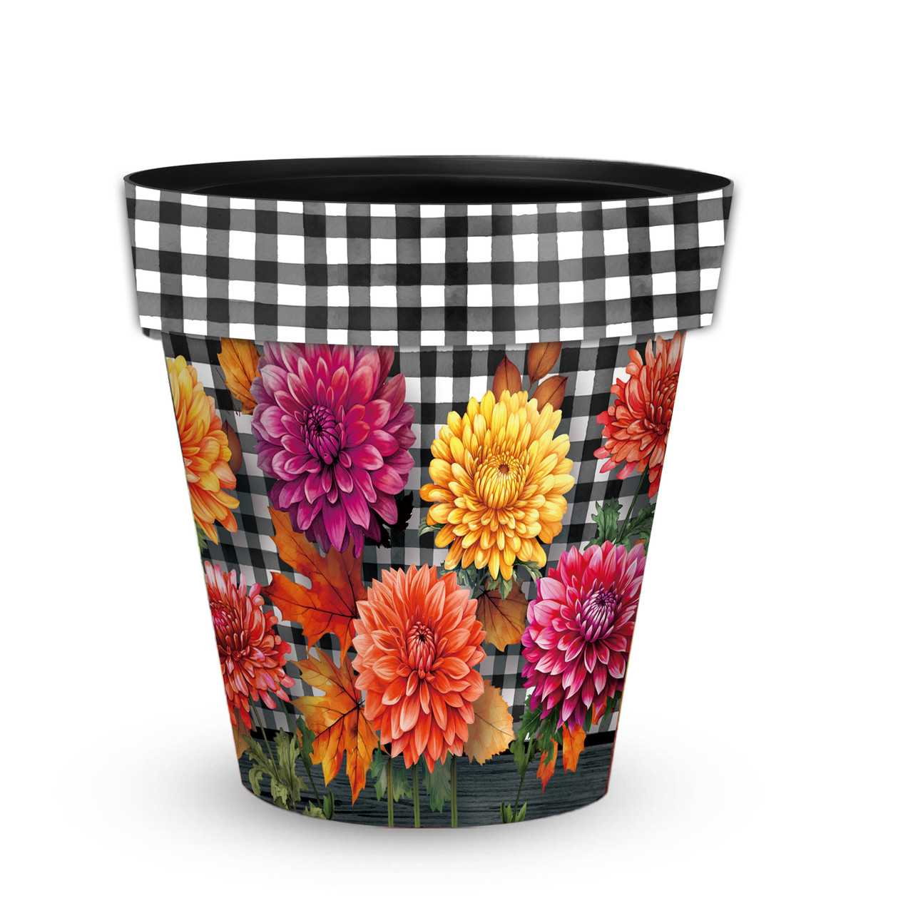 フラワー・ガーデニング P-CHAMBER.SRLMEX-S P-P POT neighborhood Checkered Mums Medium Planter - Briarwood Lane