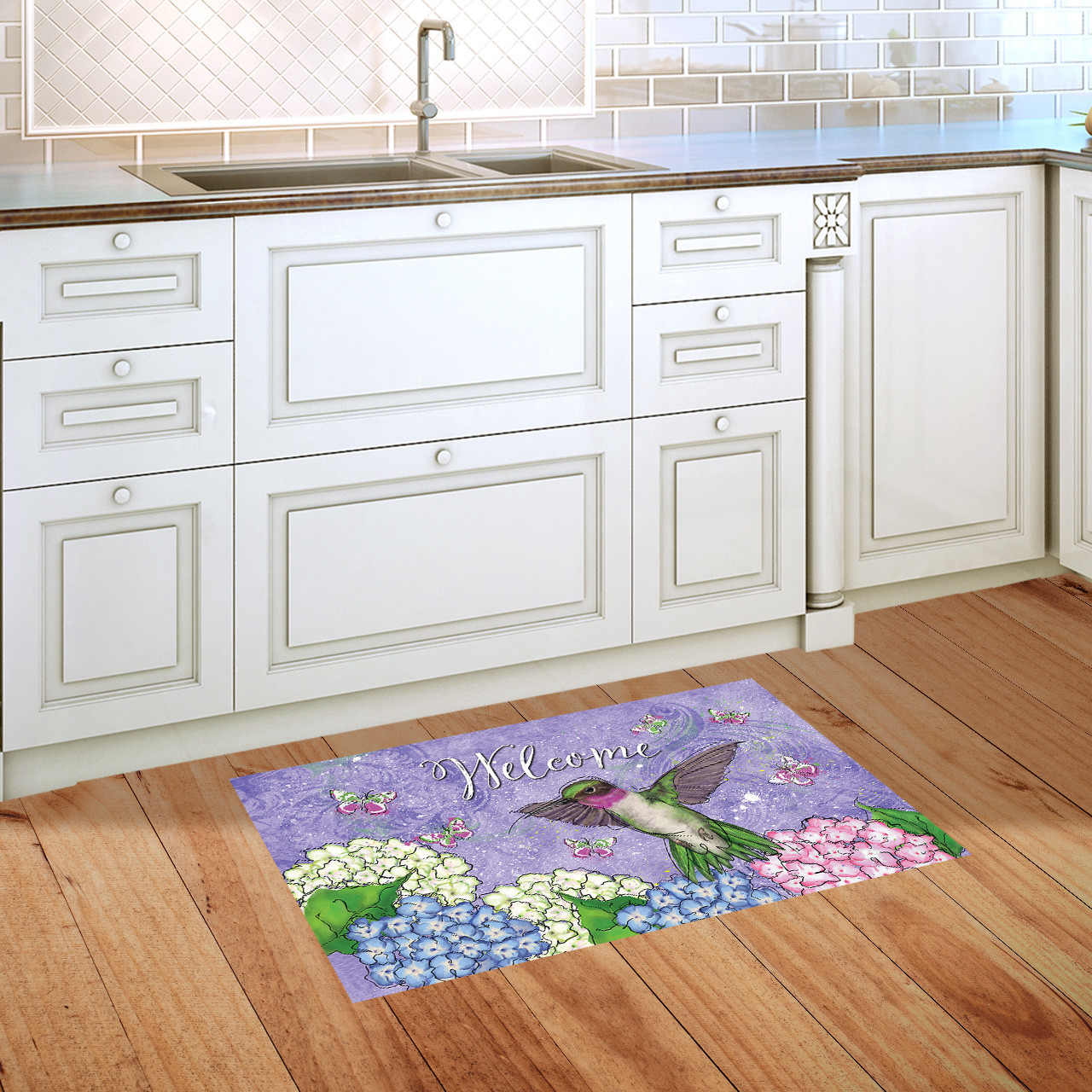 Hummingbird and Hydrangea Doormat - Briarwood Lane