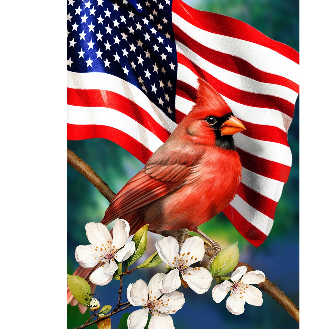 American Floral Cardinal Garden Flag - Briarwood Lane