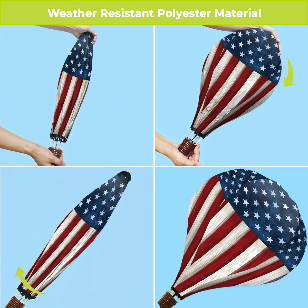 Wooden American Flag Hot Air Balloon Spinner - Briarwood Lane
