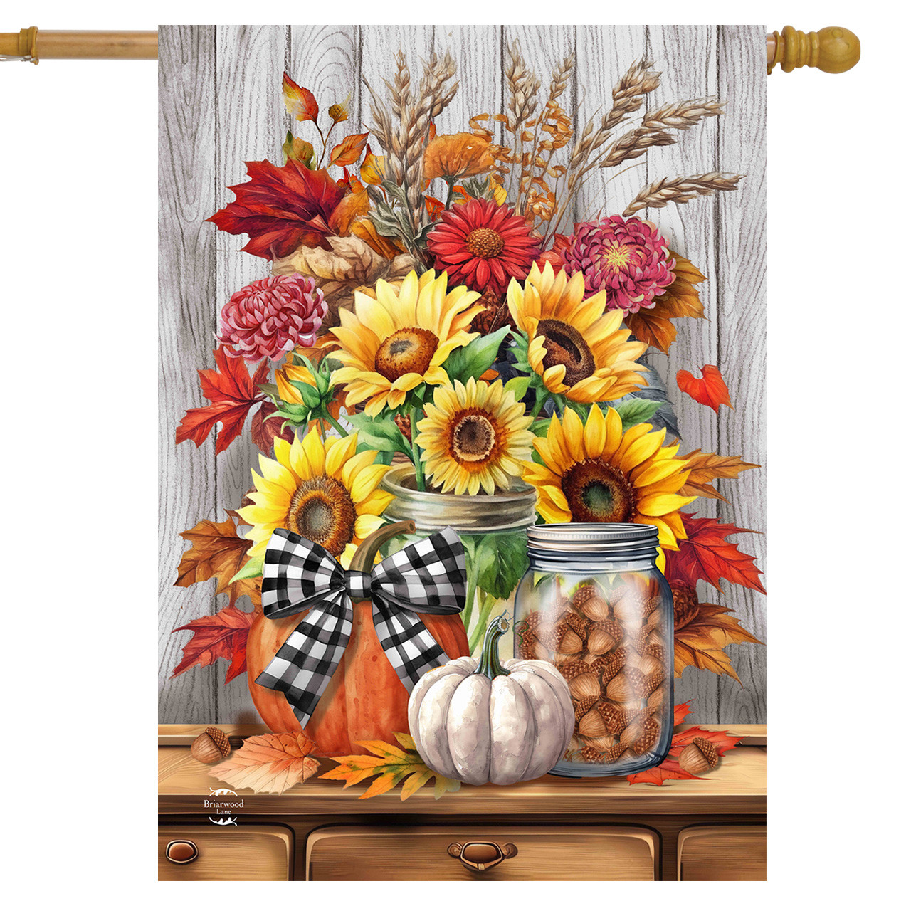 Sunflowers and Mums House Flag - Briarwood Lane