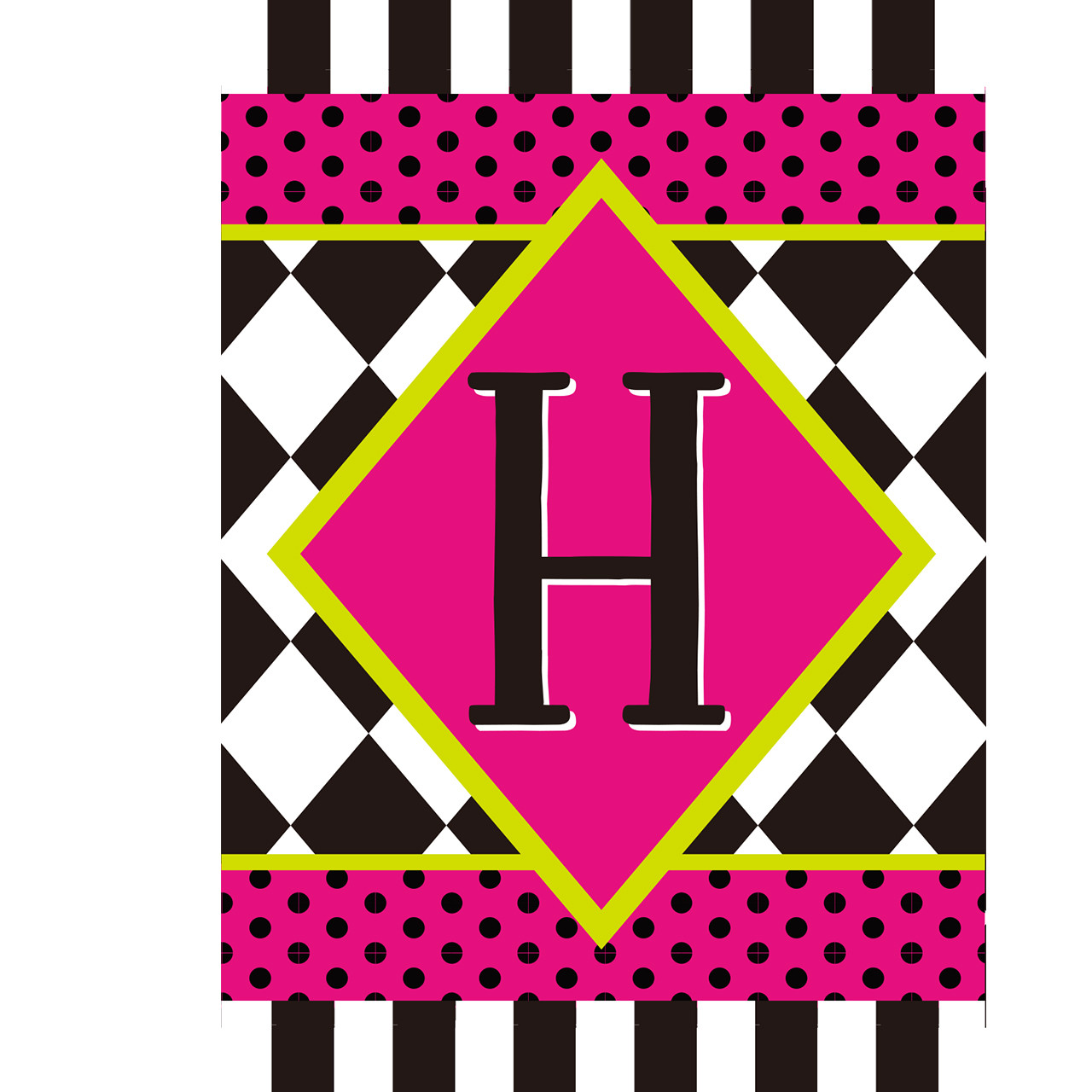 Neon Checkerboard Monogram - H Garden Flag - Briarwood Lane