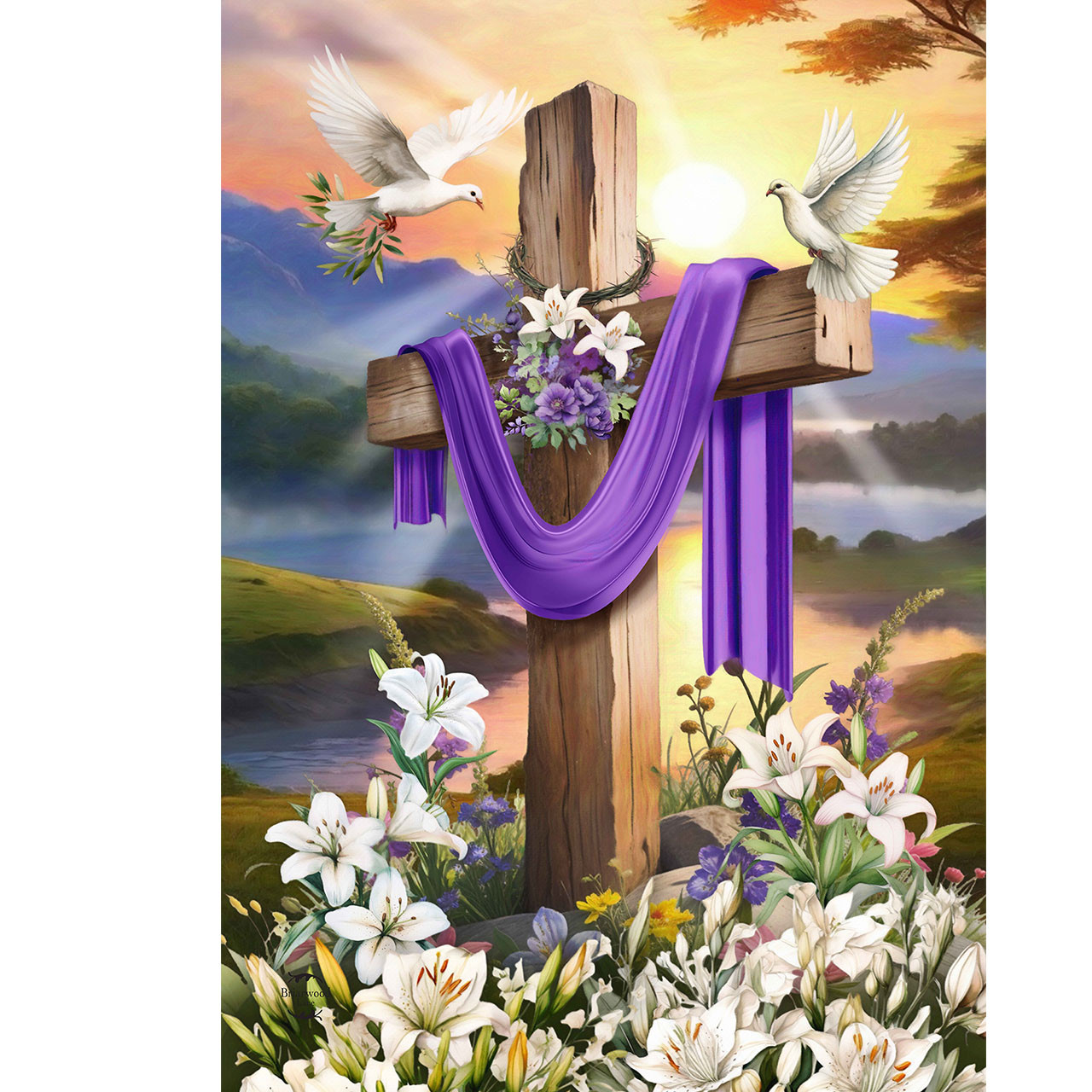 Easter Sunrise Cross Garden Flag - Briarwood Lane