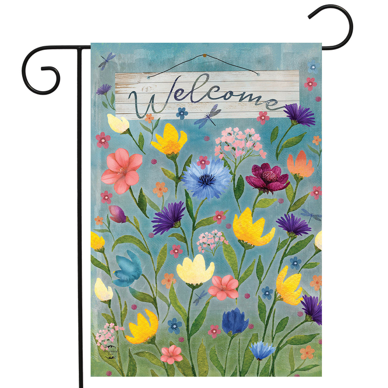 Tiffany Wildflowers 花柄 プレート ブラック 2板 送料込み Wildflower Field Garden Flag - Briarwood Lane