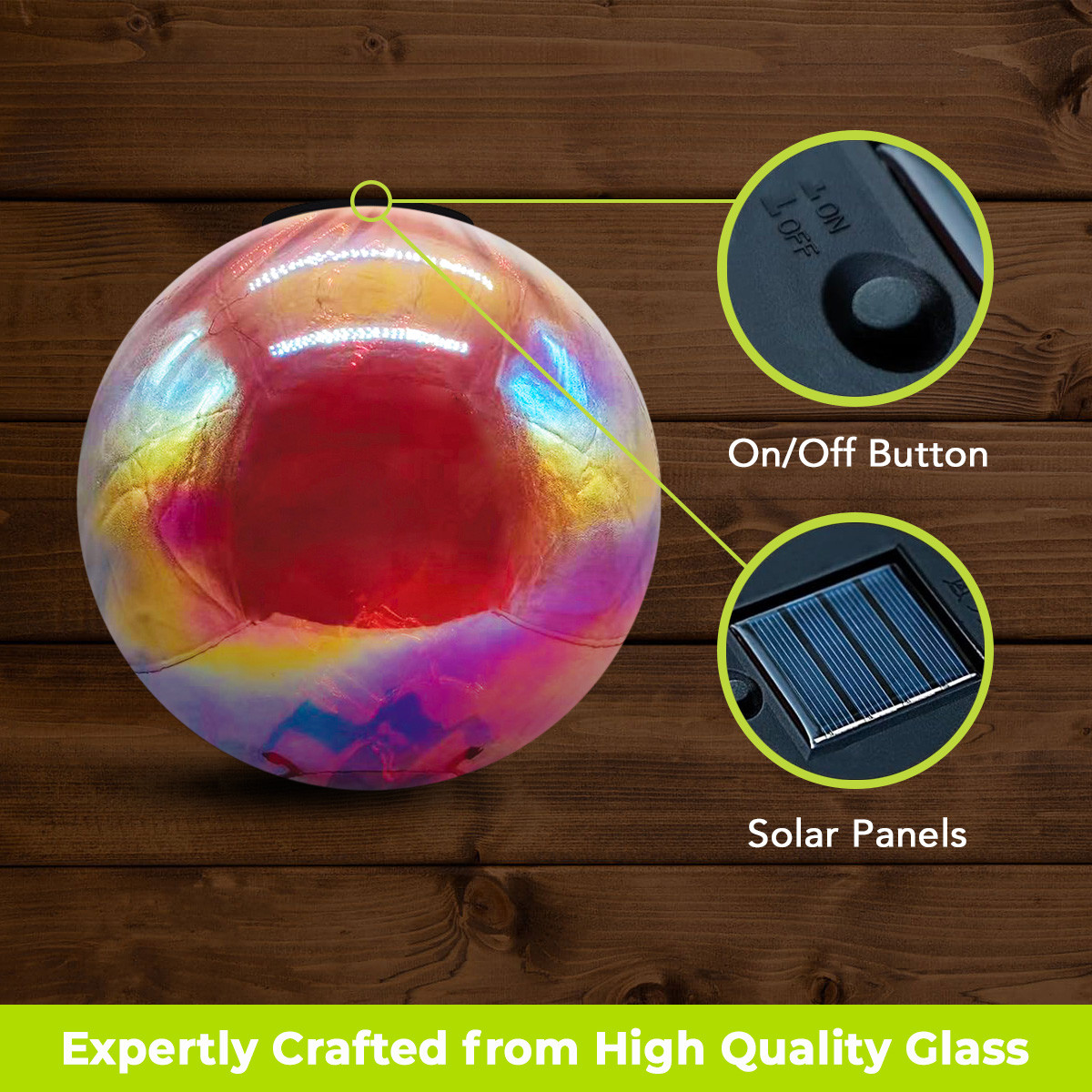 Pearlescent Rainbow Solar LED Glass Gazing Ball - Briarwood Lane