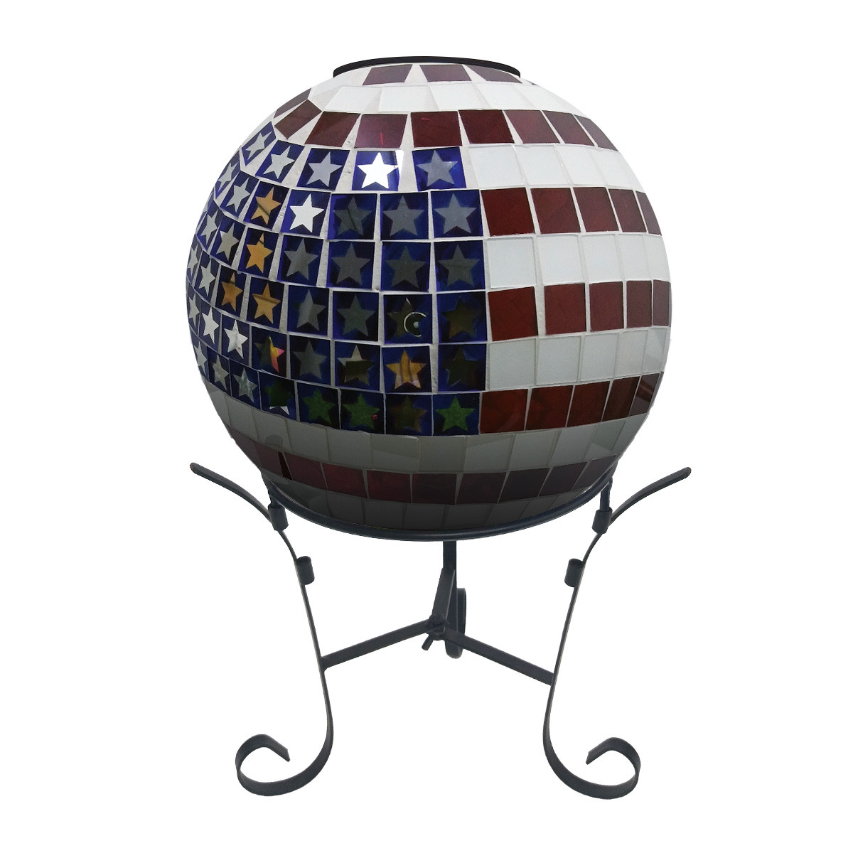 American Flag Solar LED Glass Gazing Ball - Briarwood Lane