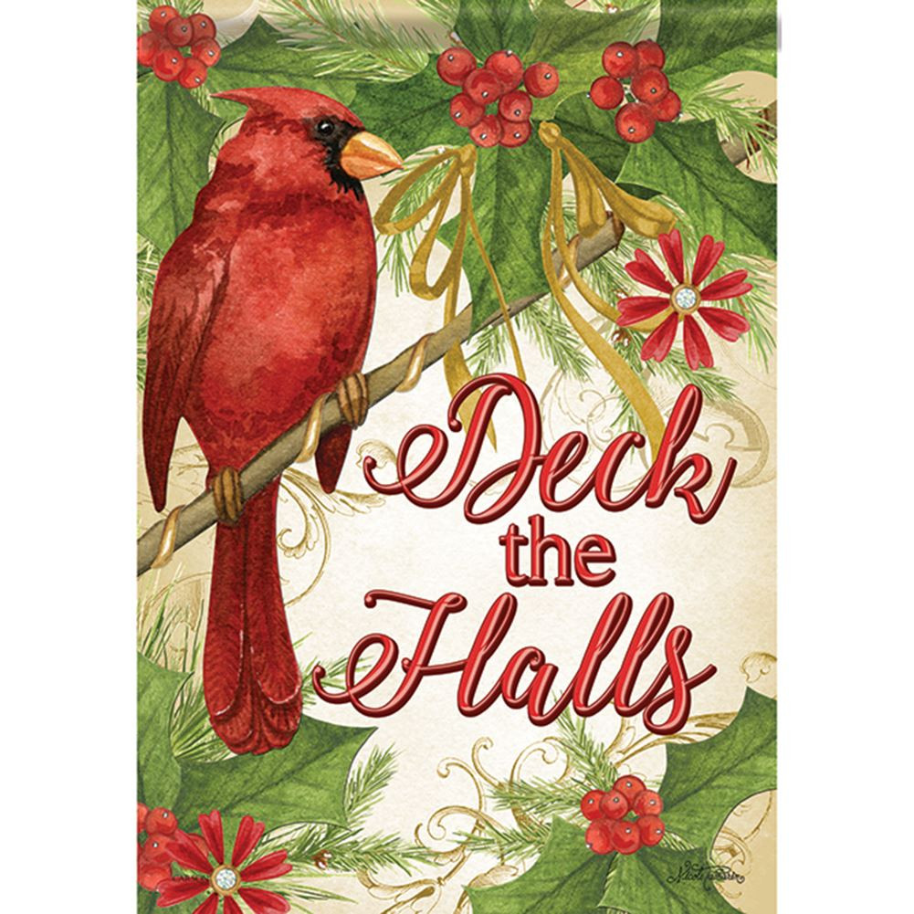 Crimson Christmas Cardinal House Flag