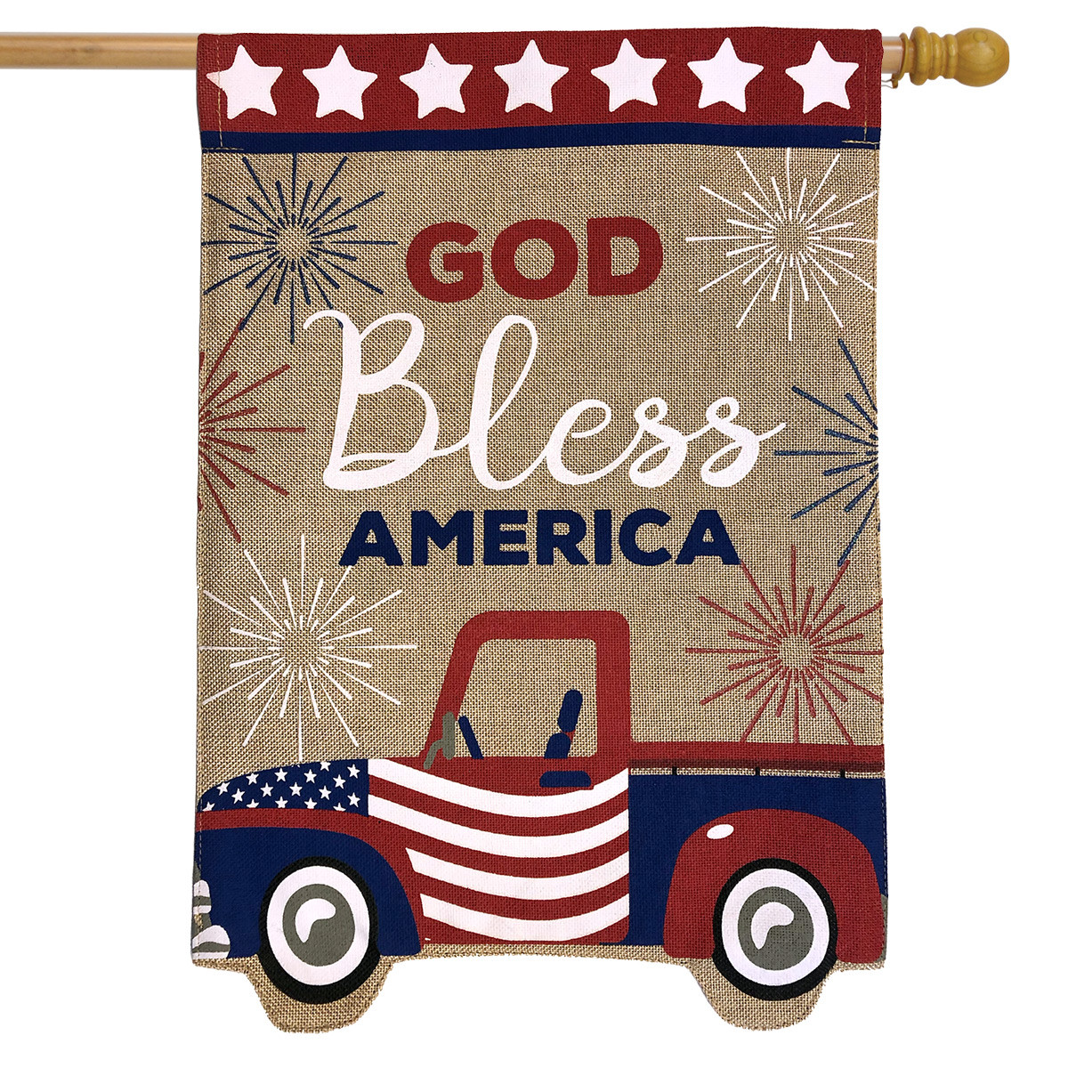 American Flag Applique & Embroidered House Flag