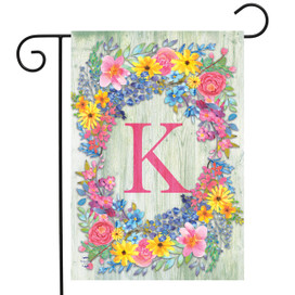 Spring Monogram Letter K Garden Flag