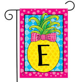 Pineapple Monogram Letter E Garden Flag