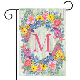 Spring Monogram Letter M Garden Flag